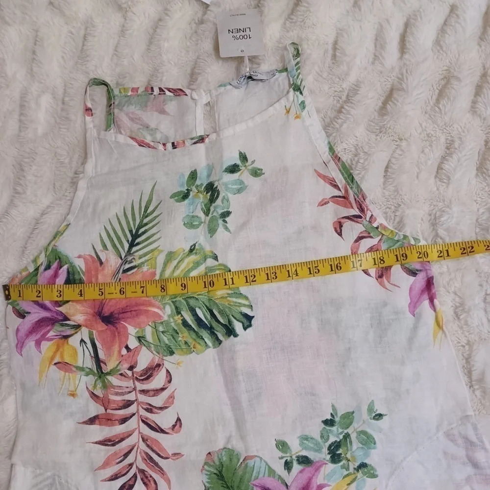 NWT LUNGO L’ARNO Women’s 100% Linen Floral Dress NEW - Picture 14 of 16